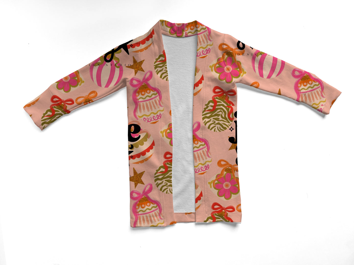 Pink ornaments cardigan