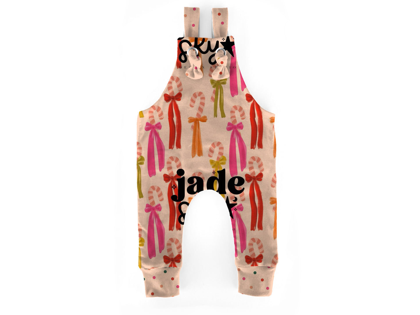 Candy cane Overalls ( pant length option in listing)