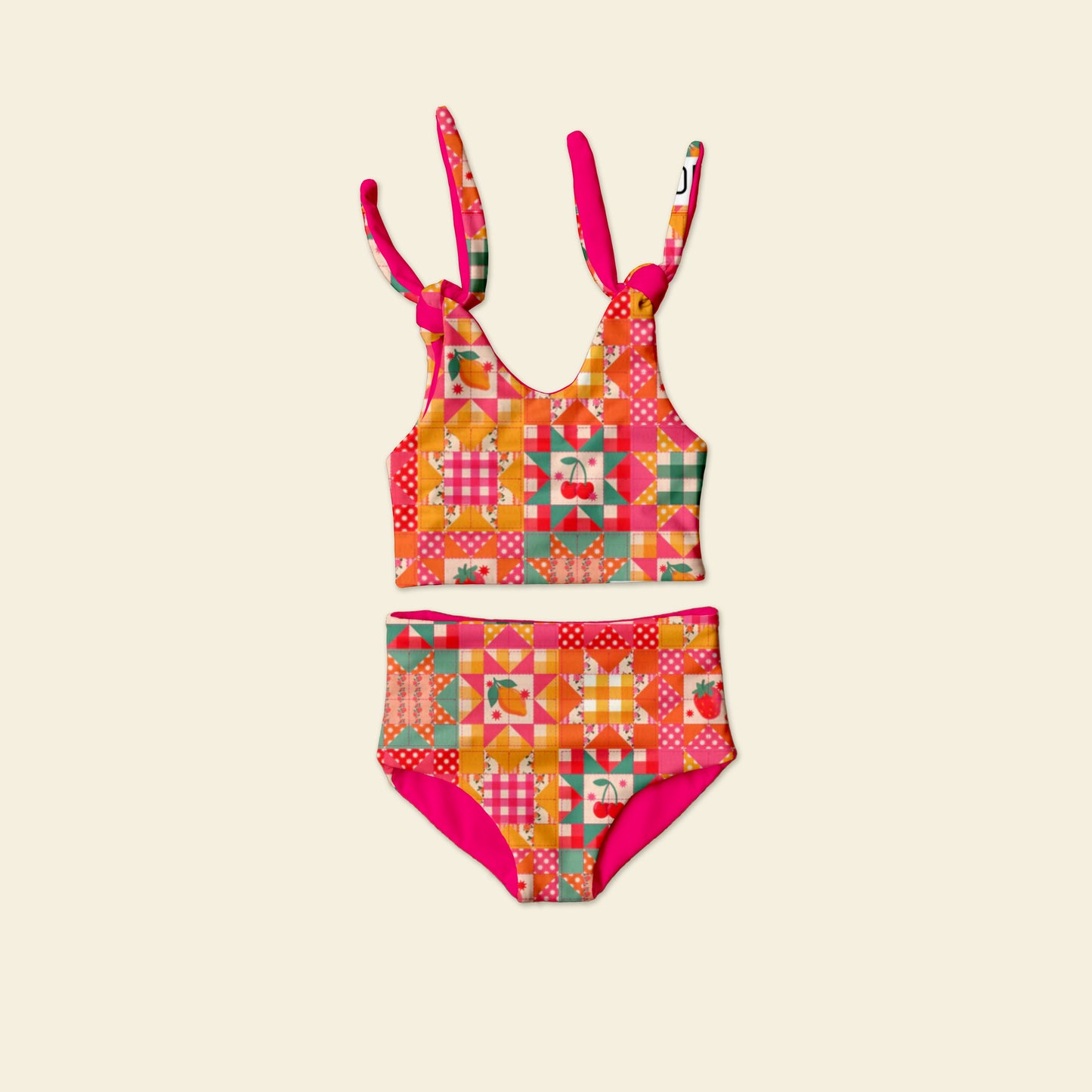 Summer quilt Reversible bathing suite with solid color match