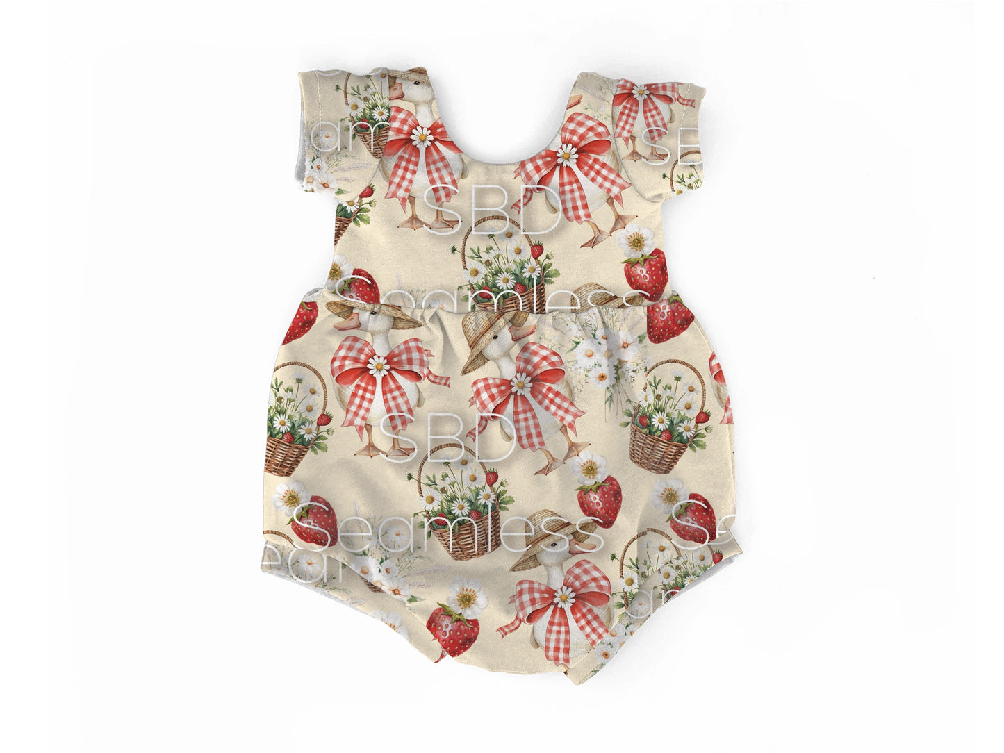 Strawberry goose bubble romper