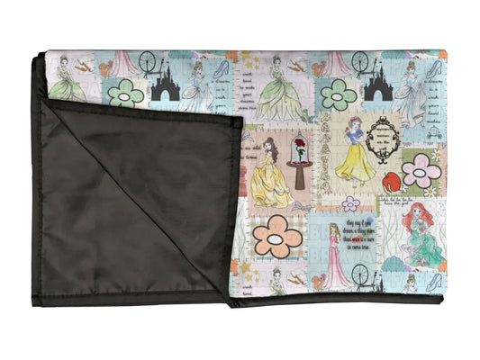 Princess patchwork playmat, swaddle, and blanket