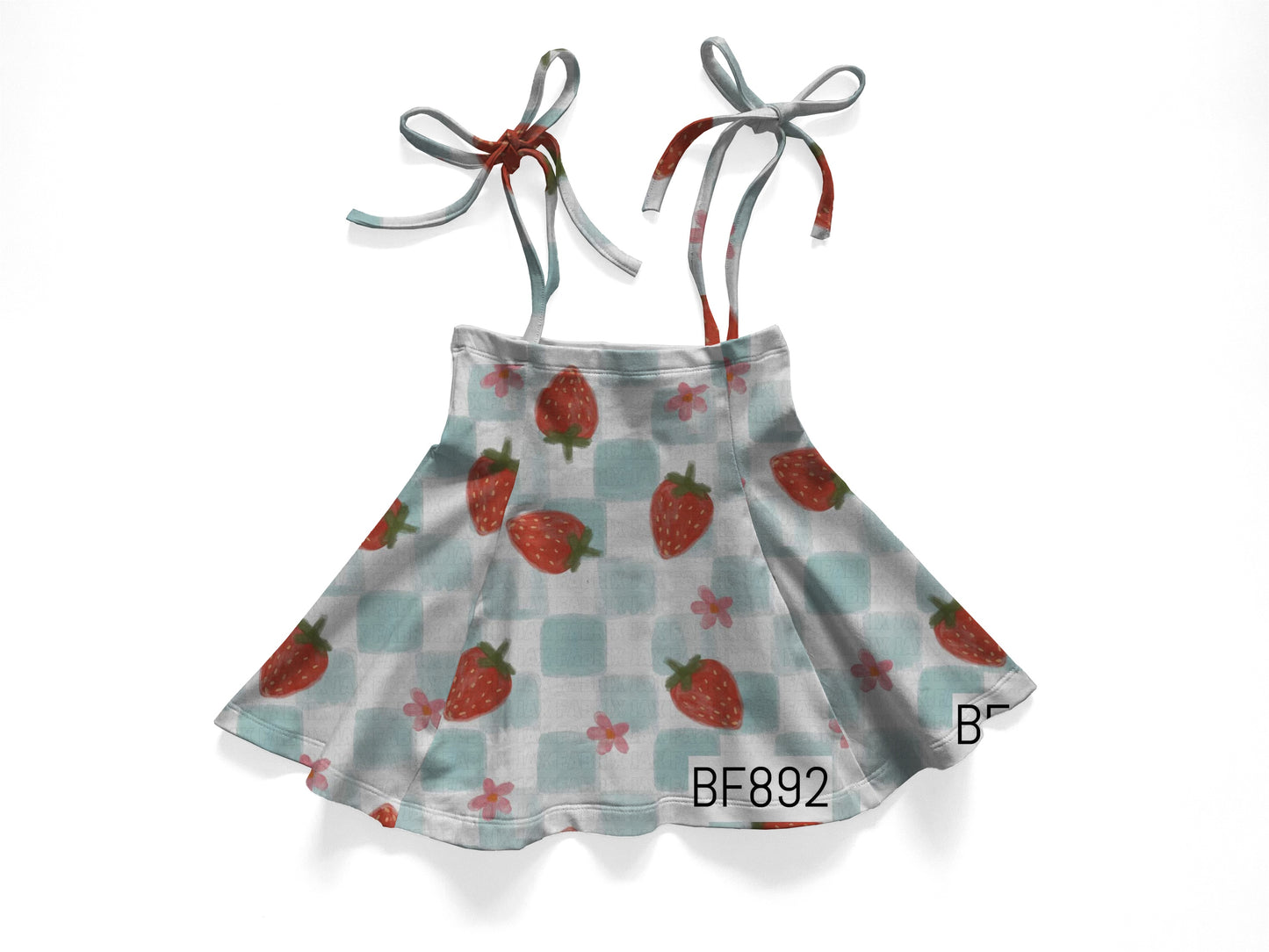 Strawberry check tie skirt