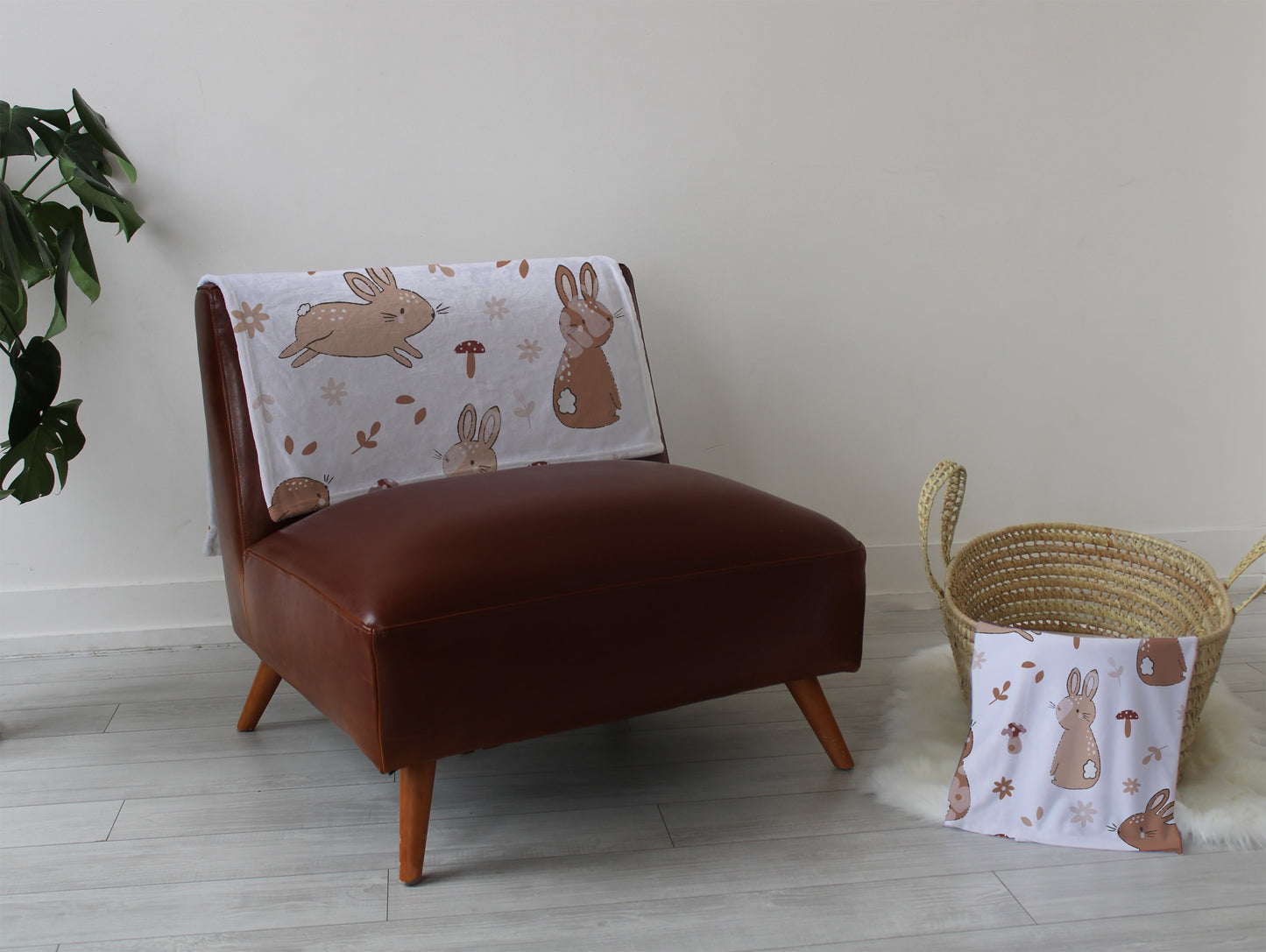 Bunnies playmat, swaddle, and blanket