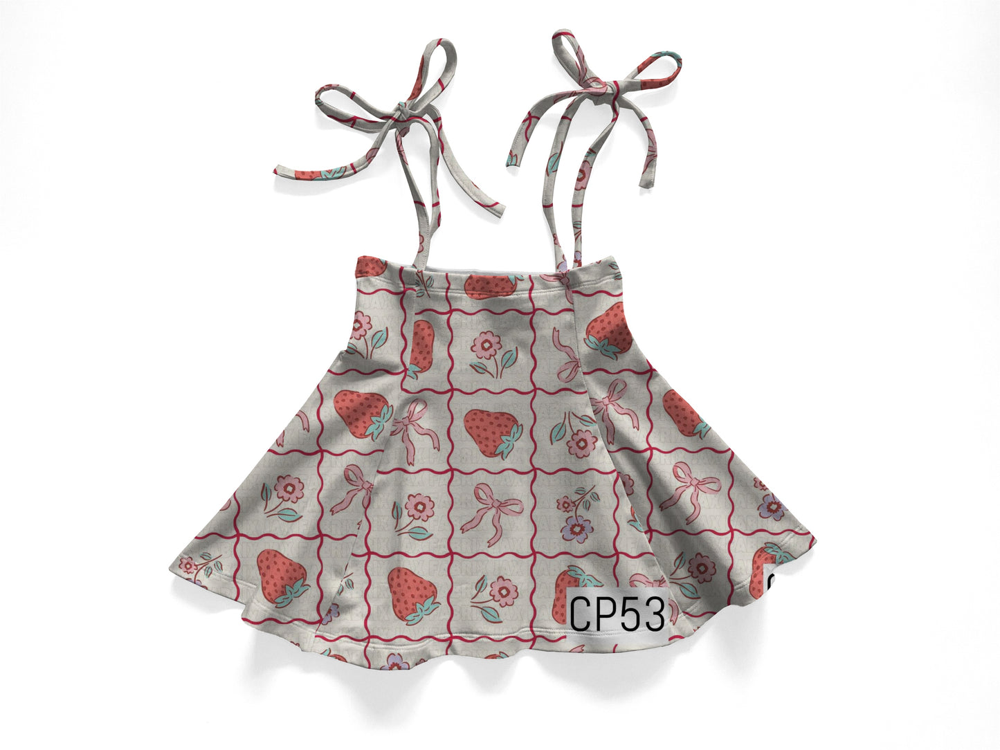 Strawberry patch tie skirt