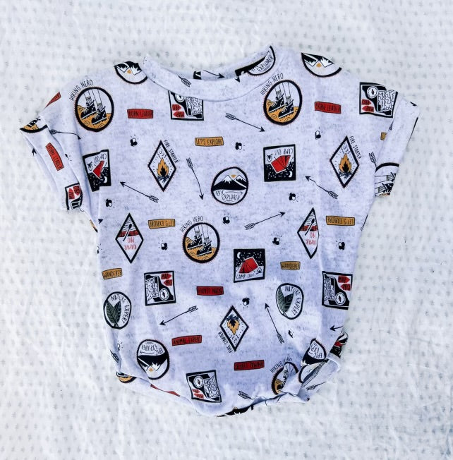Camp t shirt romper (more than one size available)