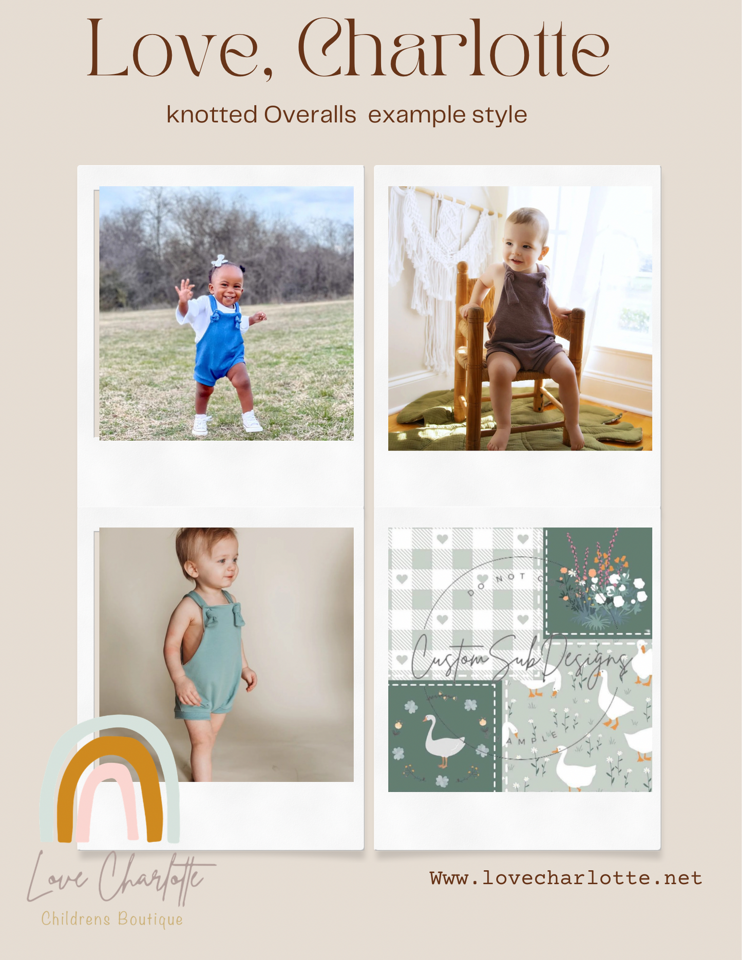 Patchwork goose Overalls ( pant length option in listing)
