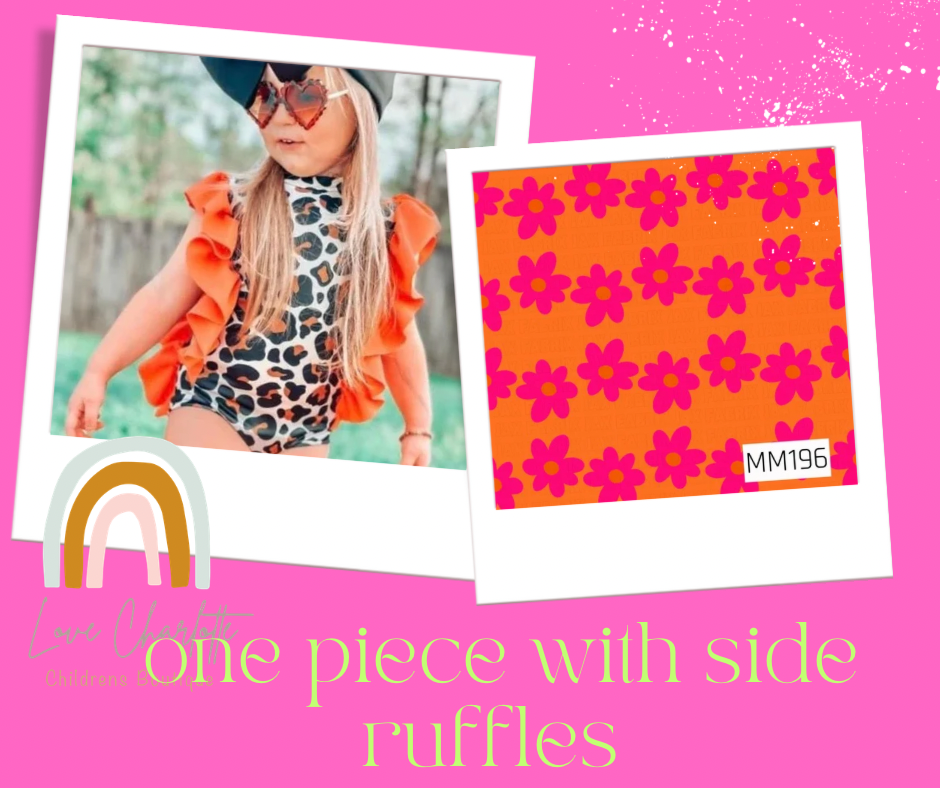 Pool flowers one piece w side ruffles