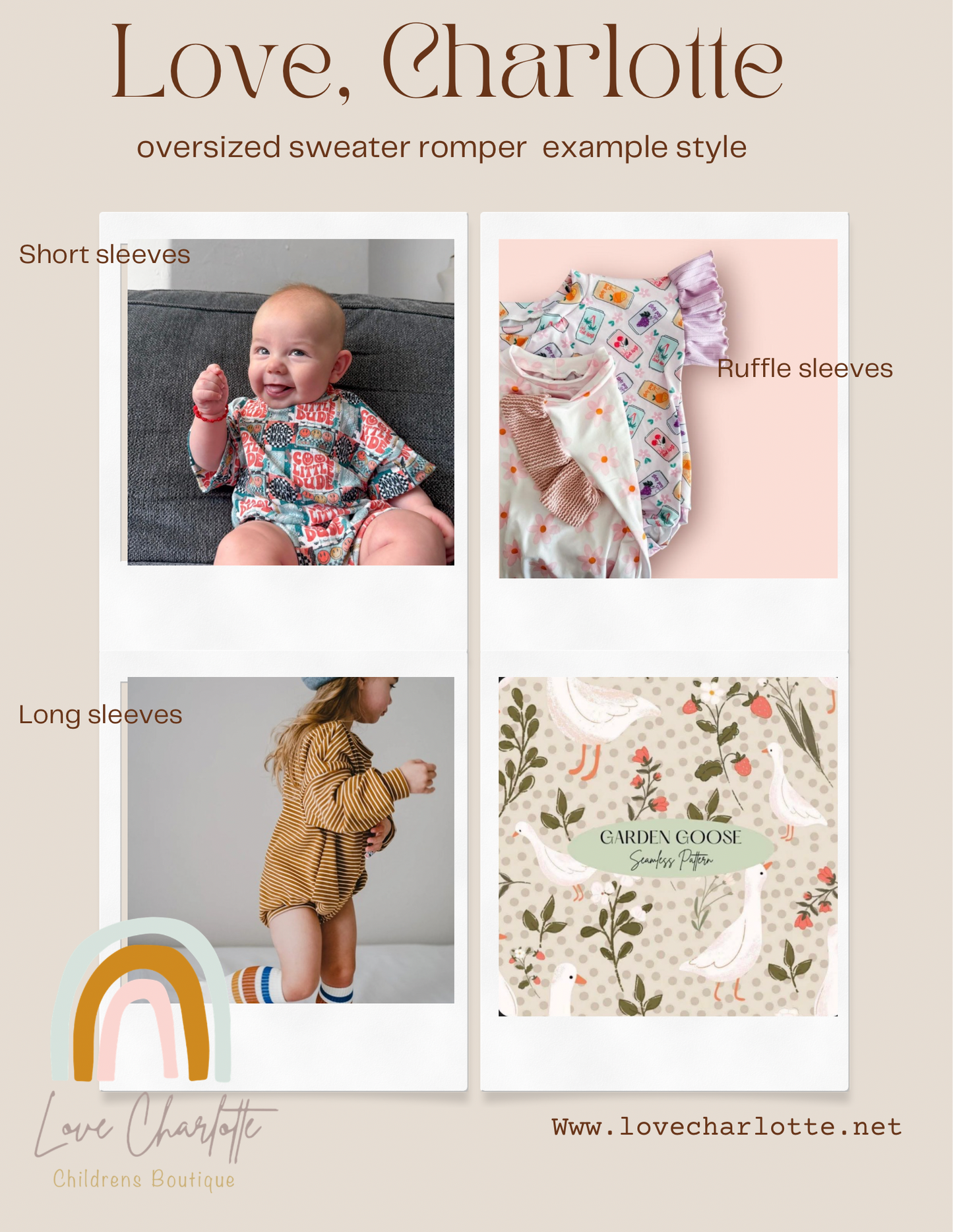 Neutral goose oversized romper
