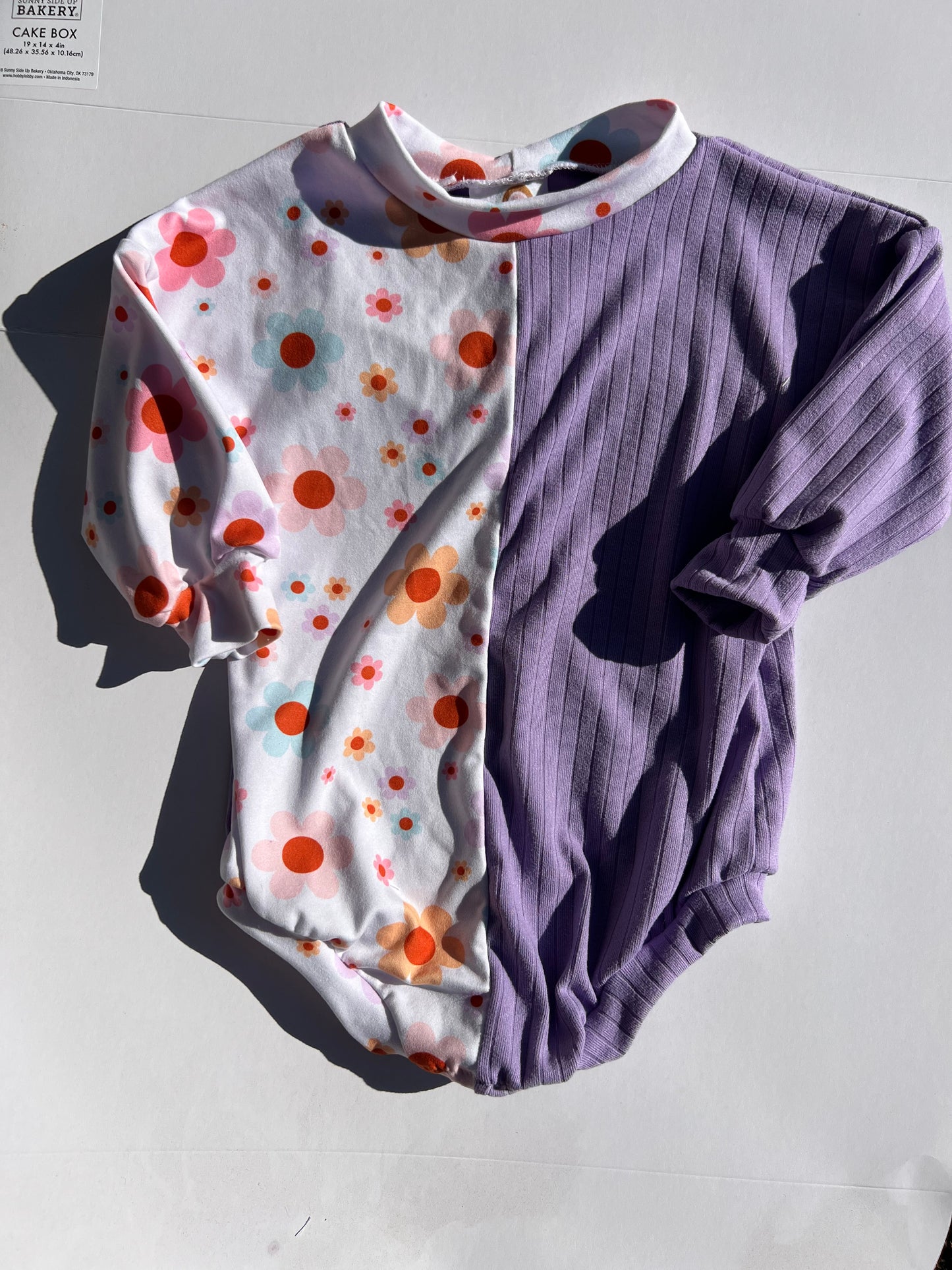 9-12m block color oversized romper