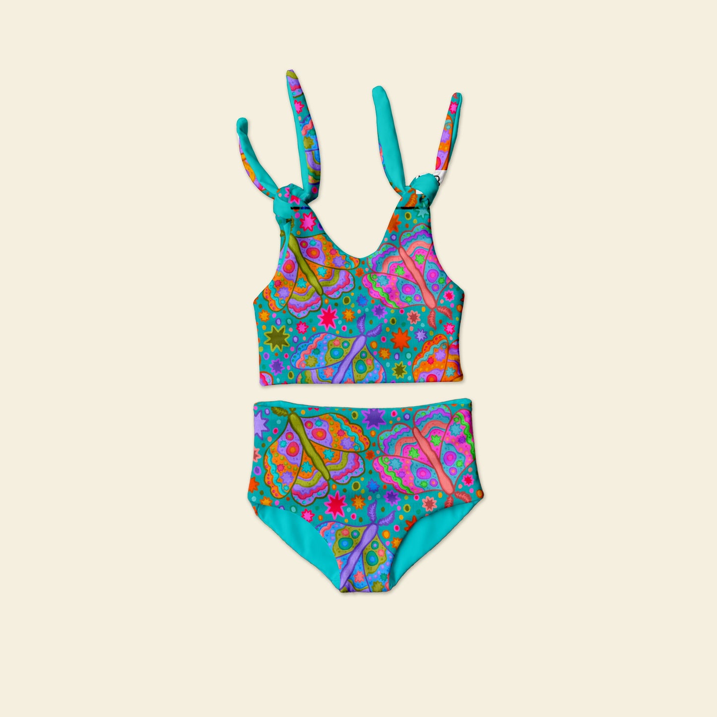 Moth Reversible bathing suite with solid color match