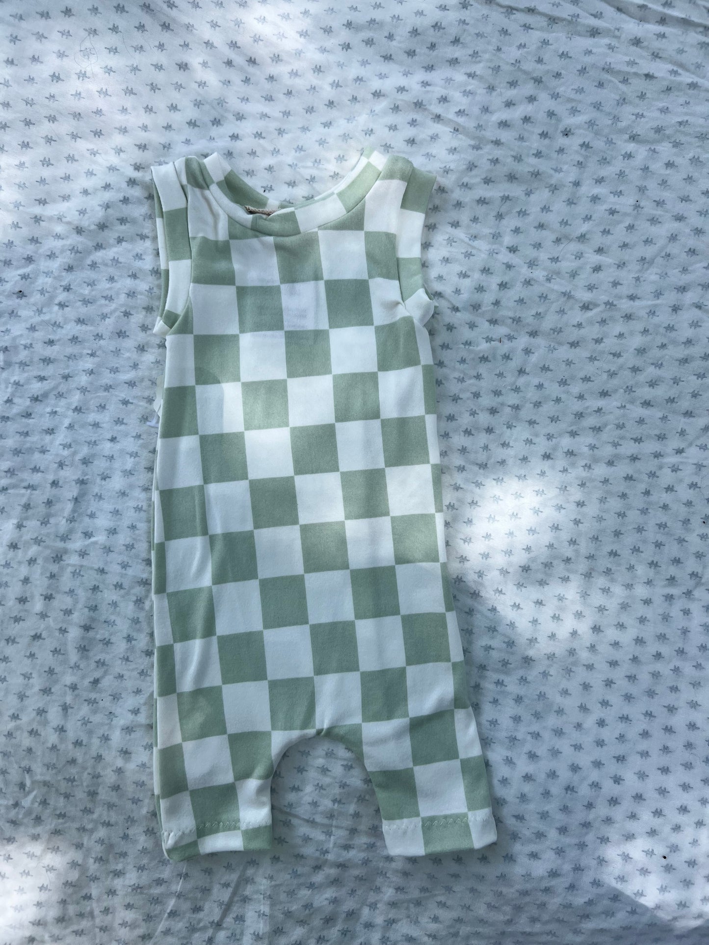 Mint check Ollie romper ( more than one size available)