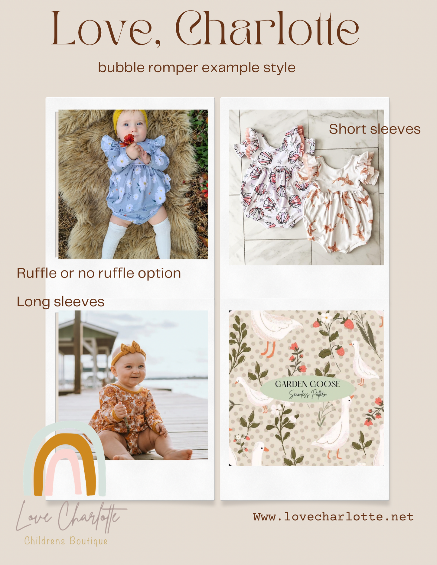 Natural goose boots bubble romper