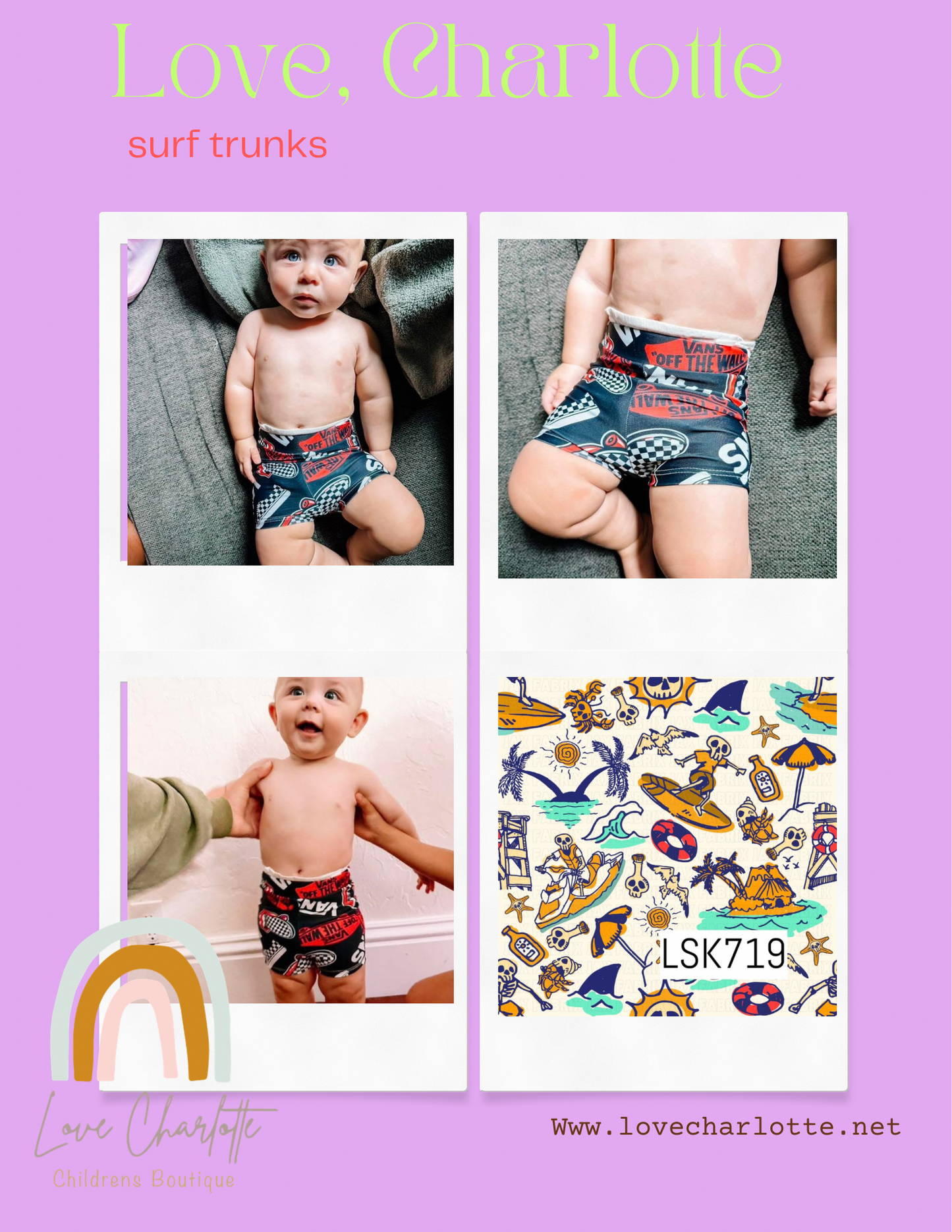 Surfing skeleton boy SURF TRUNKS