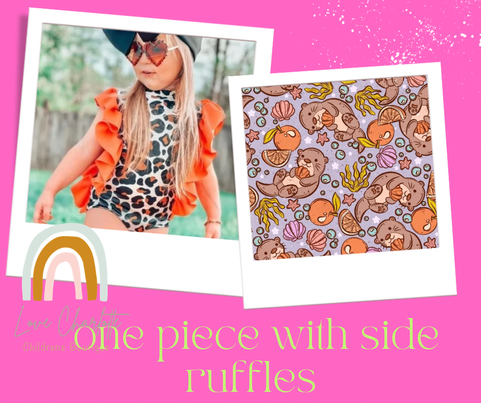Otter one piece w side ruffles