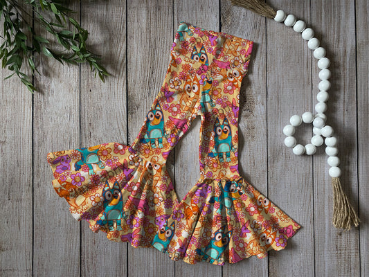 Orange flower  bell bottoms
