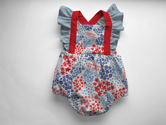 Holiday exclusive romper flower patch