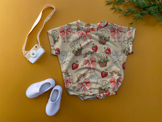 Strawberry goose  oversized romper