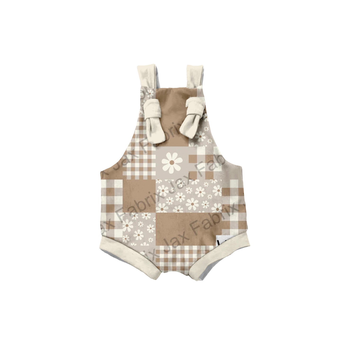 Beige patchwork  Overalls ( pant length option in listing)