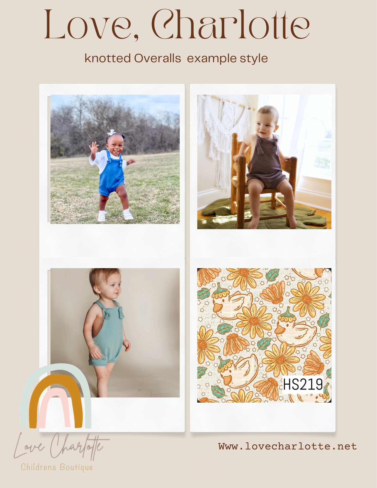 Bloom goose  Overalls ( pant length option in listing)