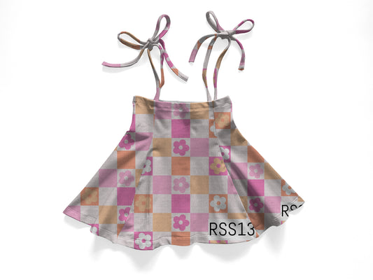 Summer check  tie skirt
