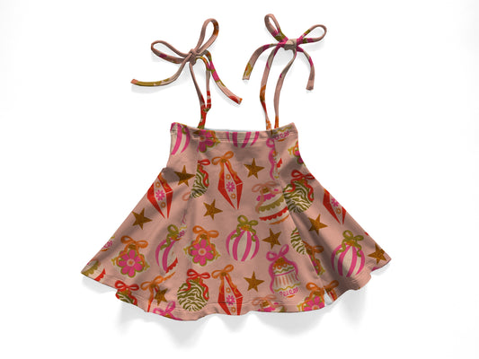 Pink ornaments tie skirt