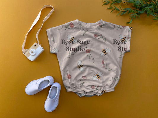 Little bees T-shirt romper
