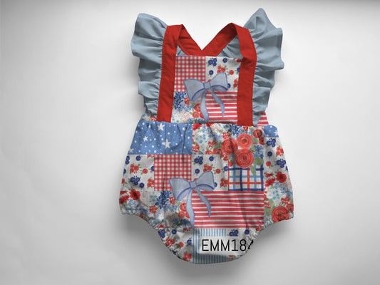 Holiday exclusive romper July patchwork