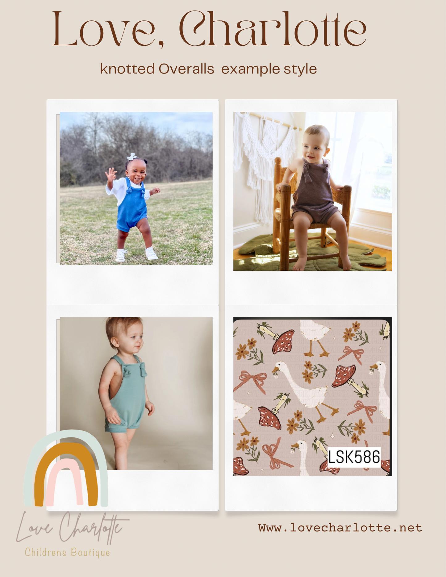 Mushroom goose  Overalls ( pant length option in listing)