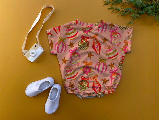 Pink ornaments oversized romper