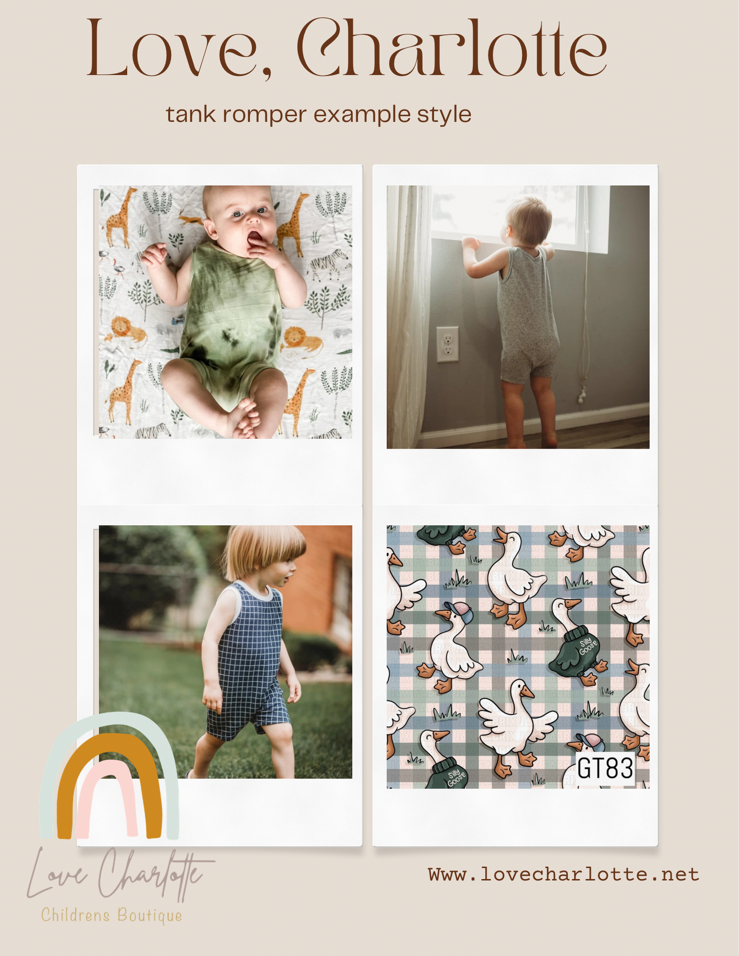Plaid goose Tank romper