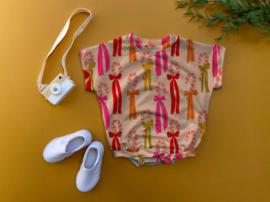 Candy cane oversized romper