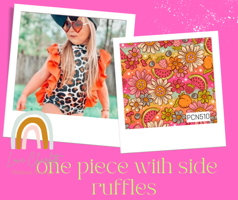 Summer flowers one piece w side ruffles
