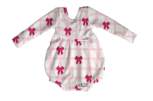 Pink bows  bubble romper