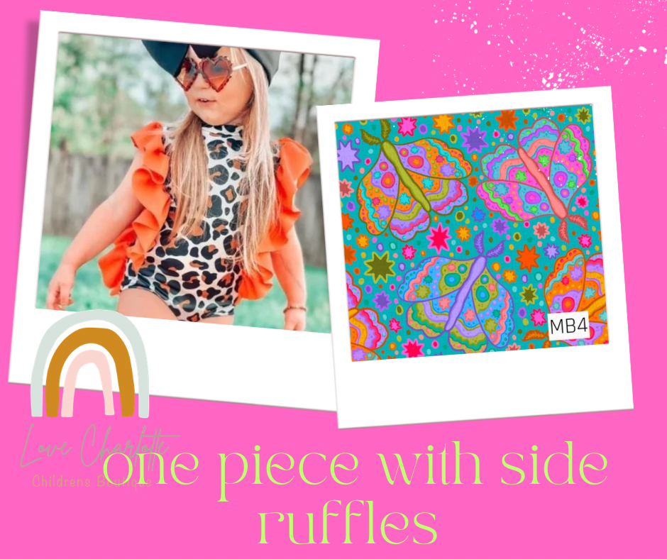 Moth one piece w side ruffles