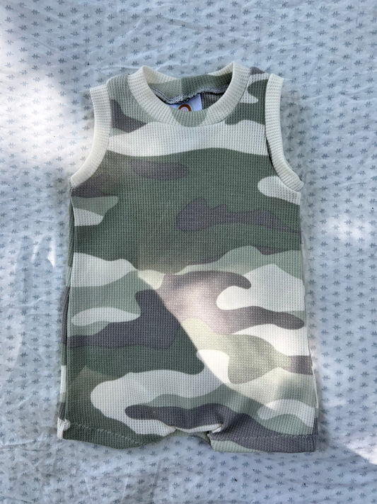 3-6m Camp waffle tank romper