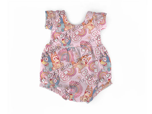 Rainbow dog  bubble romper