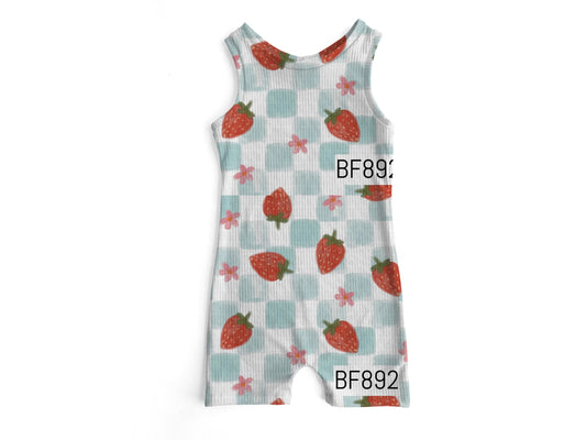 Strawberry check Ollie romper