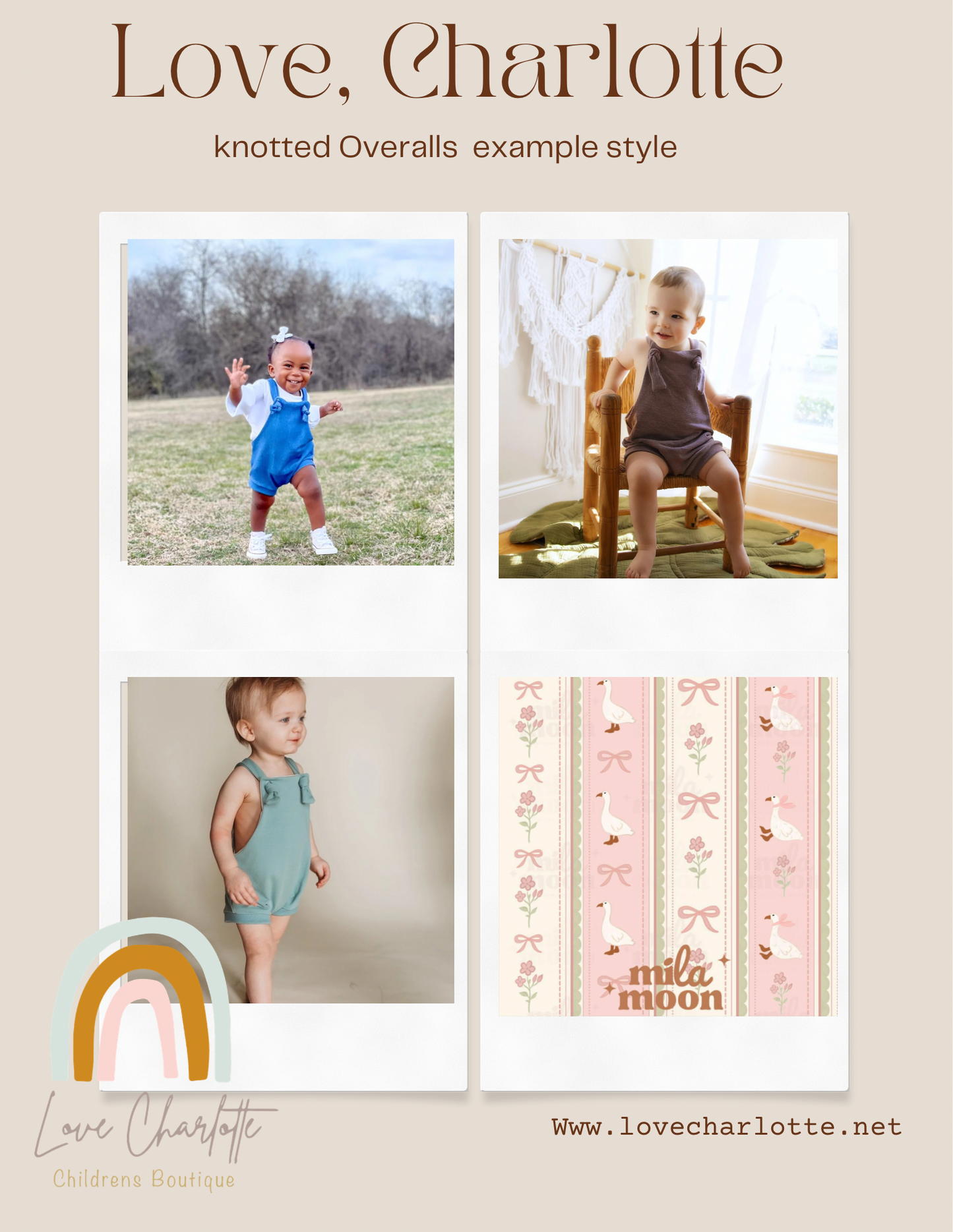 goose stripe Overalls ( pant length option in listing)