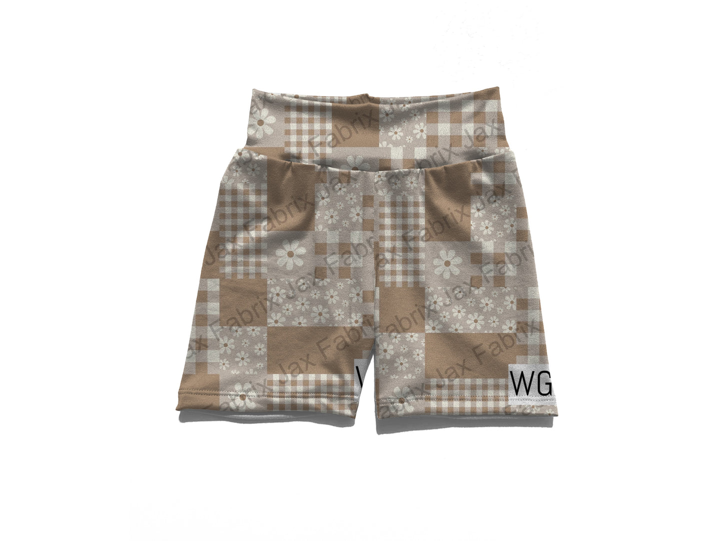 Beige patchwork  biker shorts