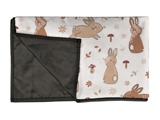 Bunnies playmat, swaddle, and blanket