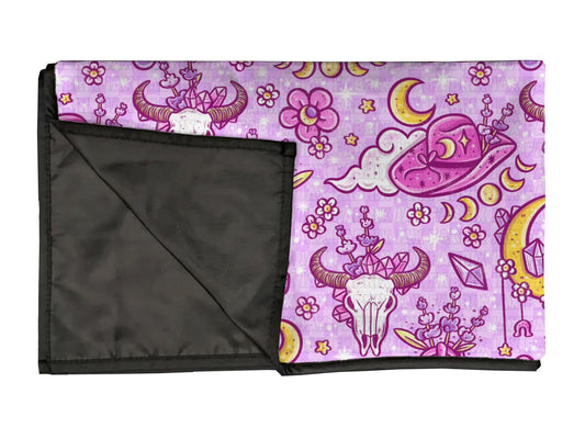 Purple desert  playmat, swaddle, and blanket