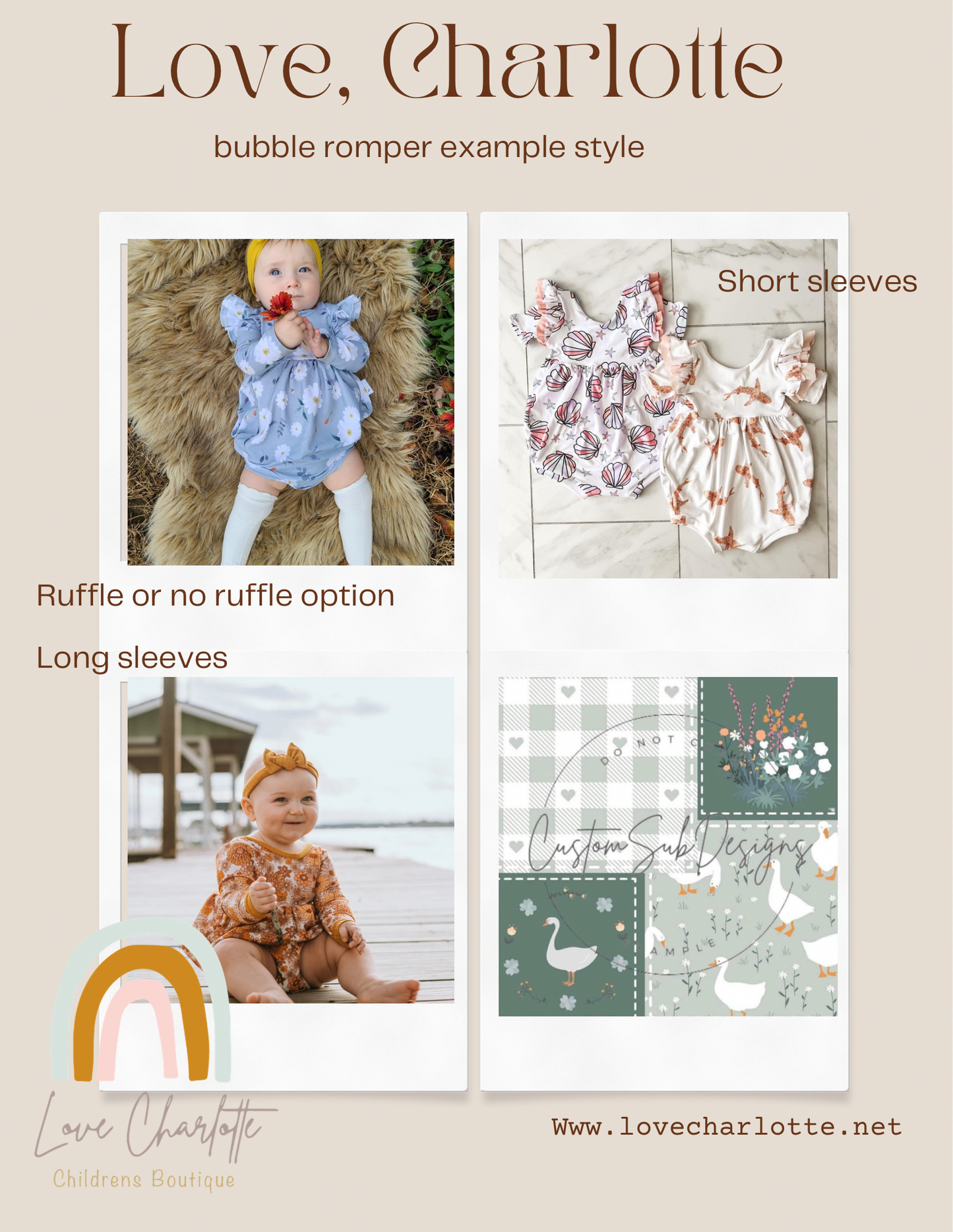 Patchwork goose  boots bubble romper