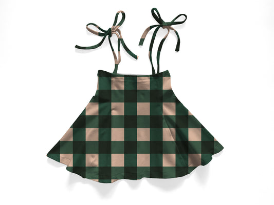 Plaid tie skirt