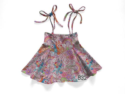 Pink rainbow  tie skirt