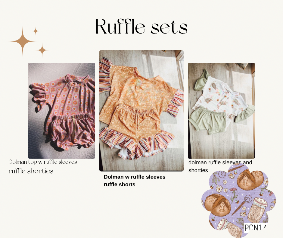 Sour dough ruffle  sets ( style options in the listing )