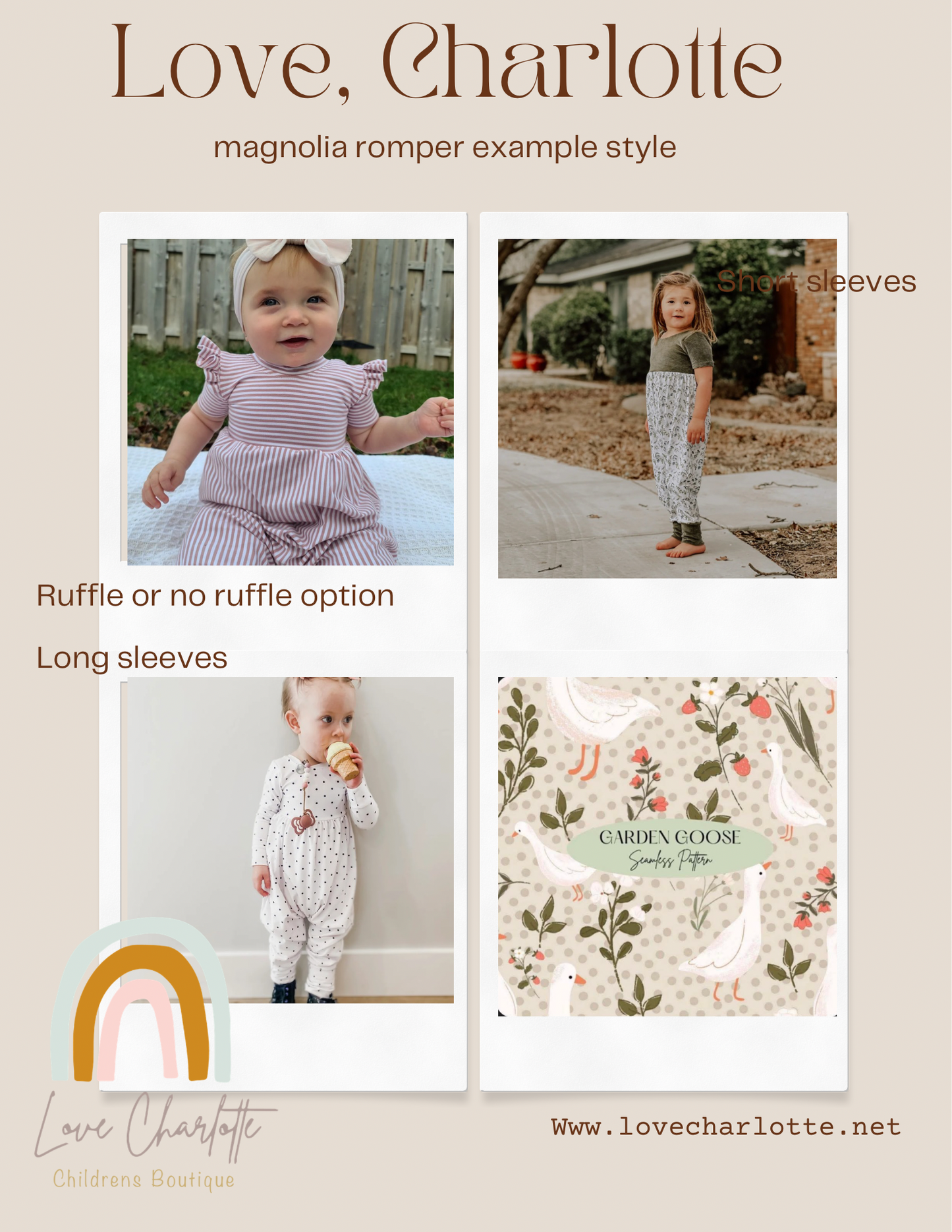 Neutral goose magnolia romper