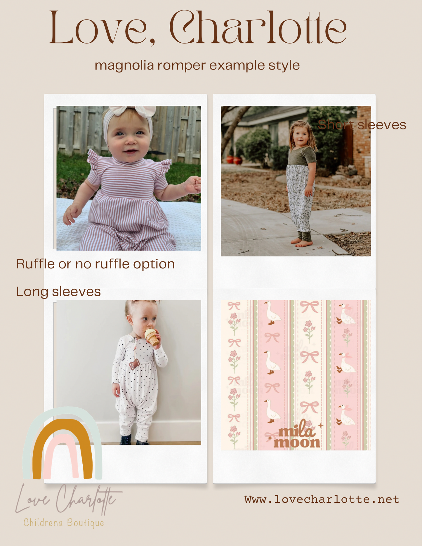 goose stripe magnolia romper