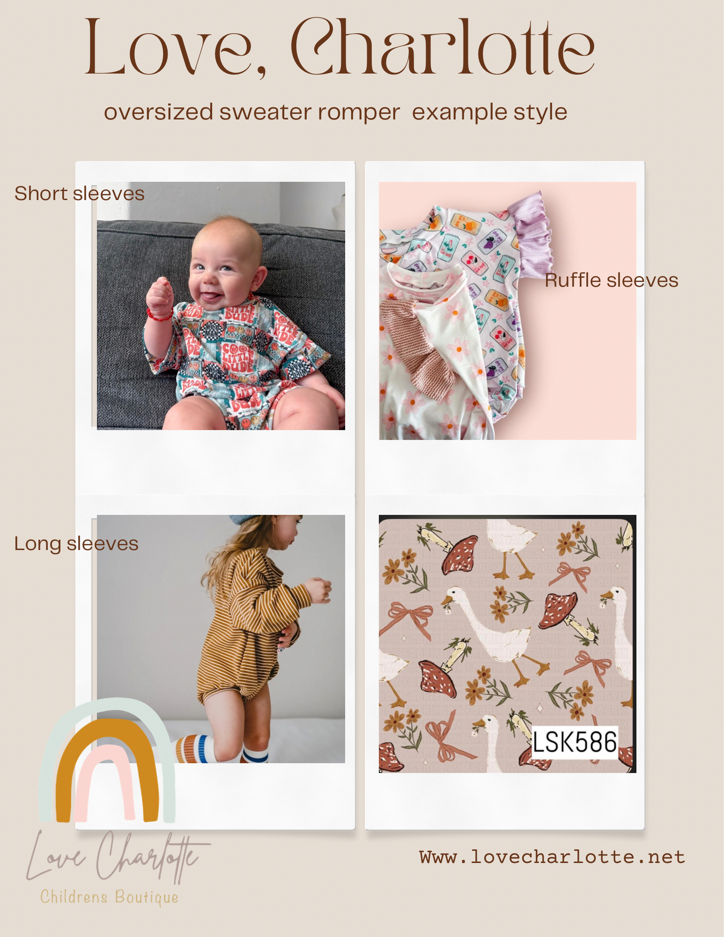 Neutral goose oversized romper