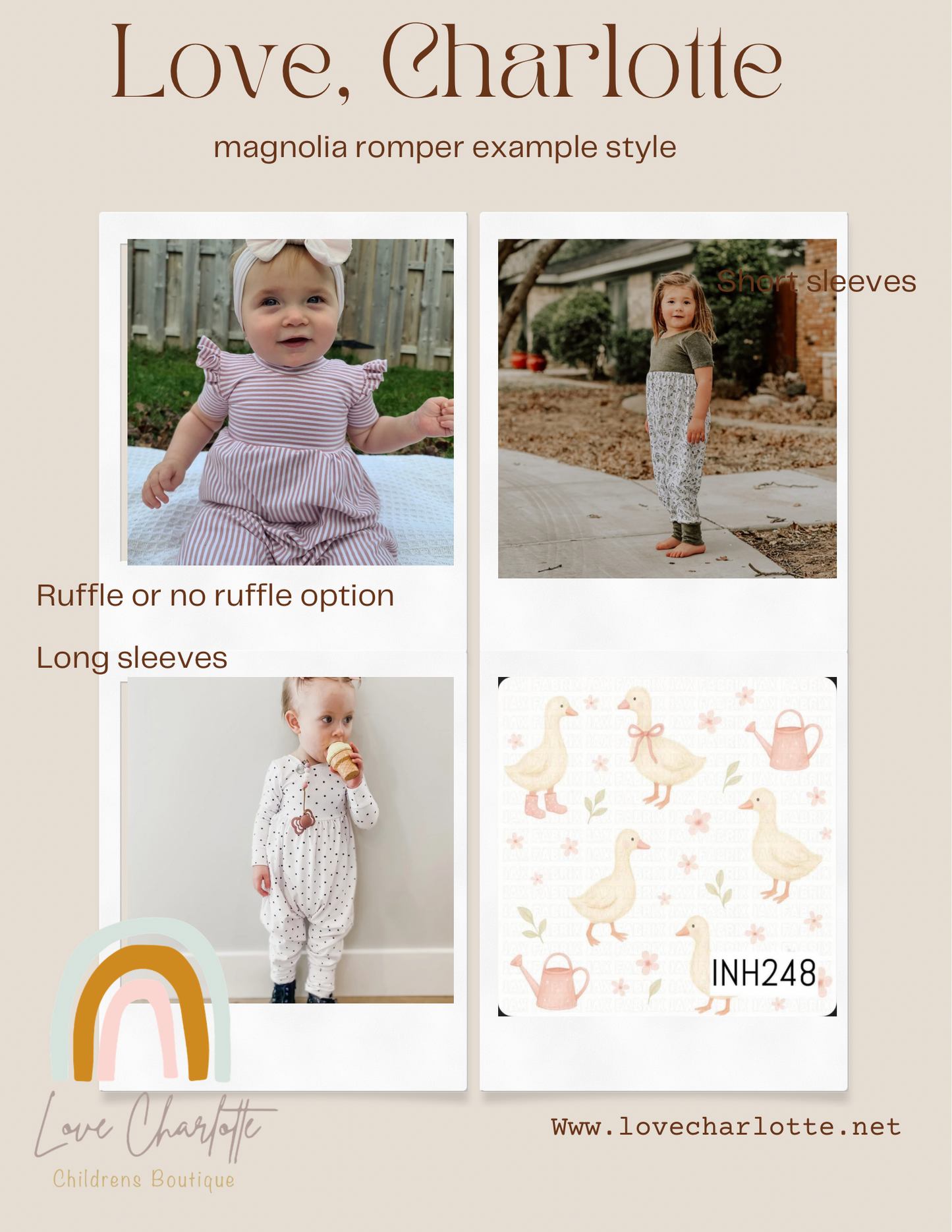Pink goose magnolia romper