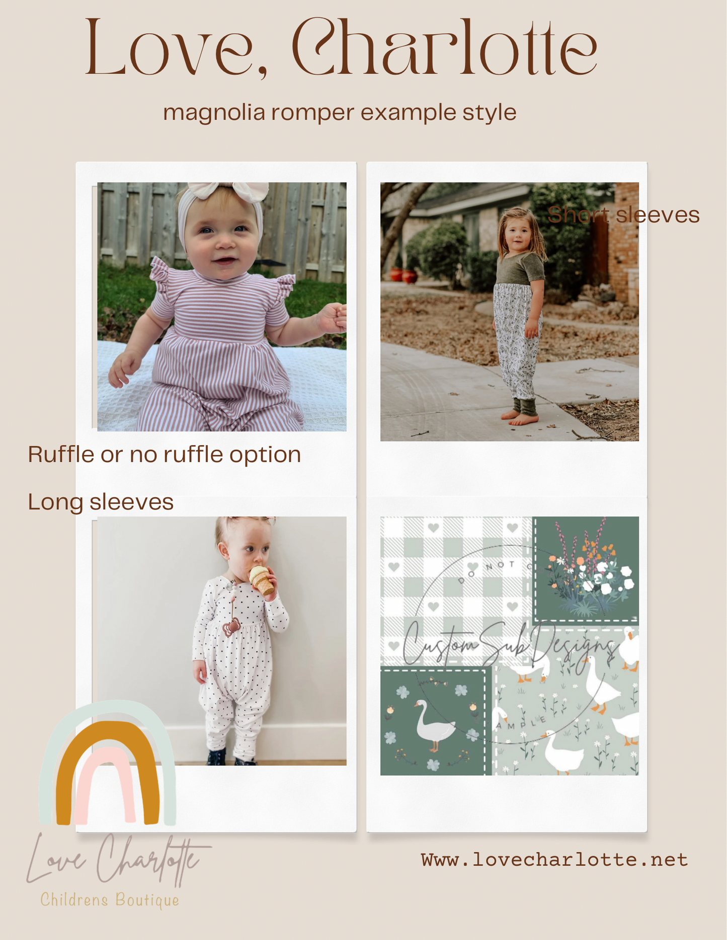 Patchwork goose magnolia romper